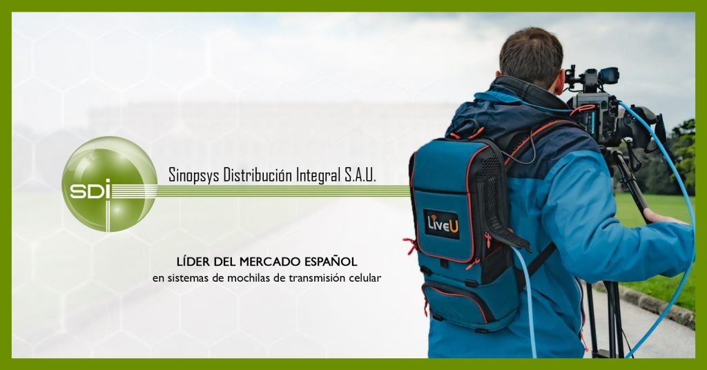 Mochila de retransmisión de redes móviles de alta calidad, distribuida por SDI Video (Sinopsys Distribución Integral), líder en el mercado español en la venta y distribución de soluciones de retransmisión para comunicaciones móviles.