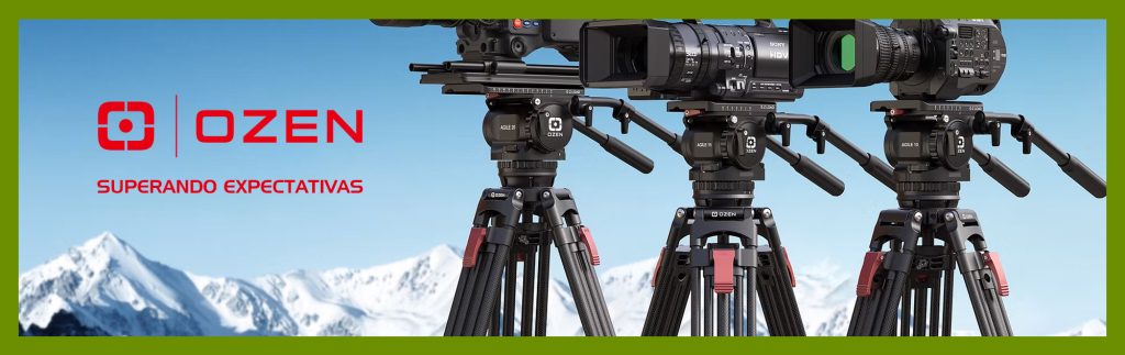 Trípodes y pedestales de alta calidad de la marca Ozen, diseñados para proporcionar estabilidad y precisión en la grabación de vídeo y fotografía profesional. Ideales para equipos de transmisión y producciones audiovisuales.