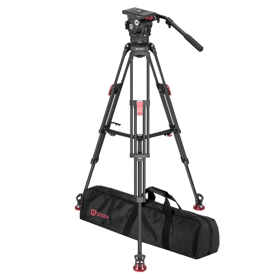 Trípodes y pedestales de alta calidad de la marca Ozen, diseñados para proporcionar estabilidad y precisión en la grabación de vídeo y fotografía profesional. Ideales para equipos de transmisión y producciones audiovisuales.