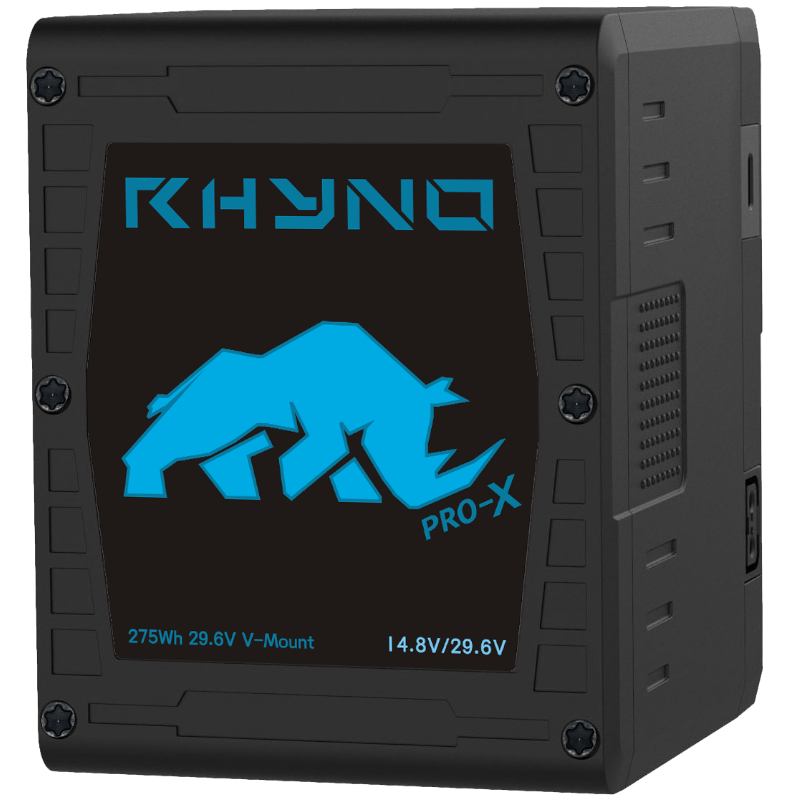 Batería Rhyno de Pro-X, de alto rendimiento y larga duración, diseñada para ofrecer energía confiable en equipos de transmisión y dispositivos móviles.